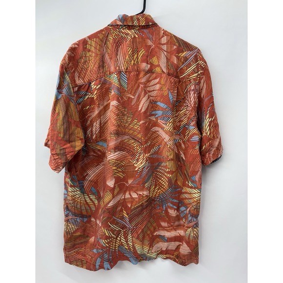 Tommy Bahama Shirt Men's Extra Large Hawaiian Camp Shirt 100% Silk Floral Orange - Picture 3 of 5